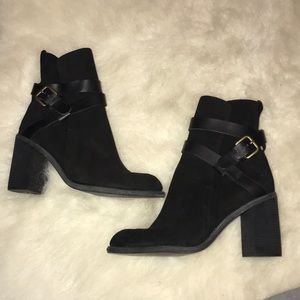 See By Chloe Belted Suede High Heel Ankle Boots
